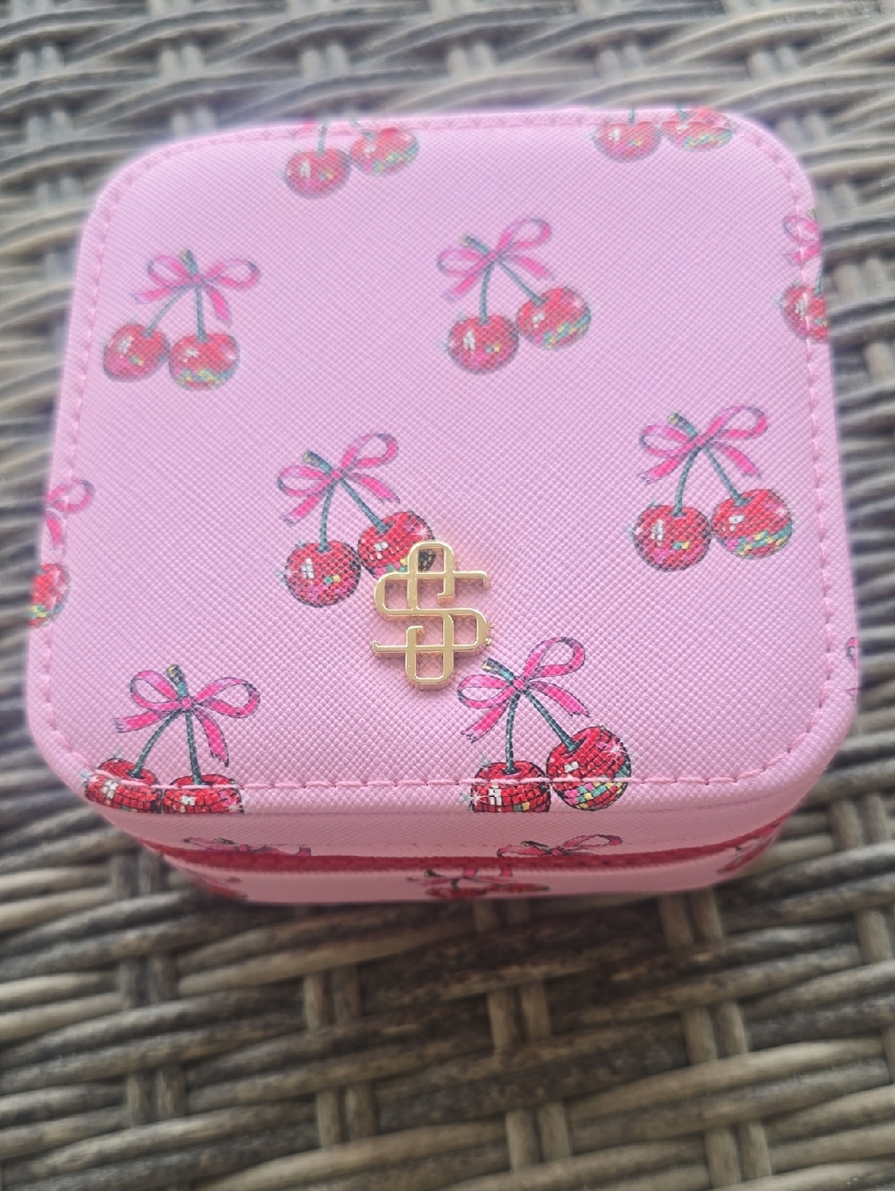 Simply Southern Pink Cherry Jewelry Box with Gold Accent, NWT